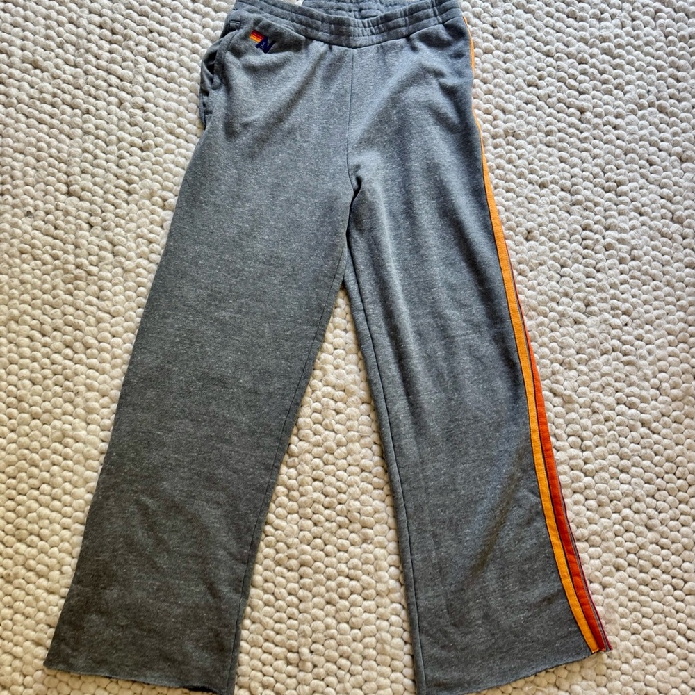 Aviator Nation Gray 5- Strip Wide-Leg Sweatpants size M. New without tags. - Picture 4 of 7